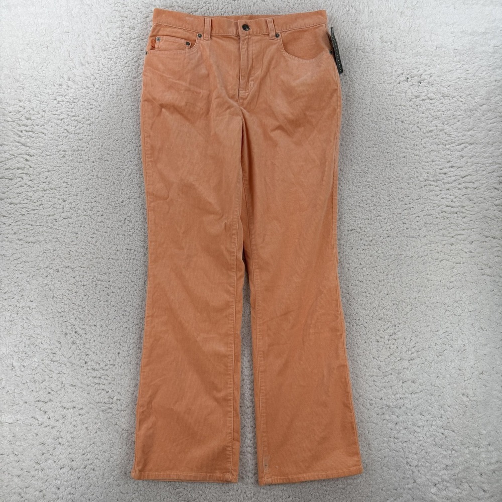 Vintage Lauren Jeans Co Pants Womens 10 Orange Corduroy Bootcut Stretch Casual